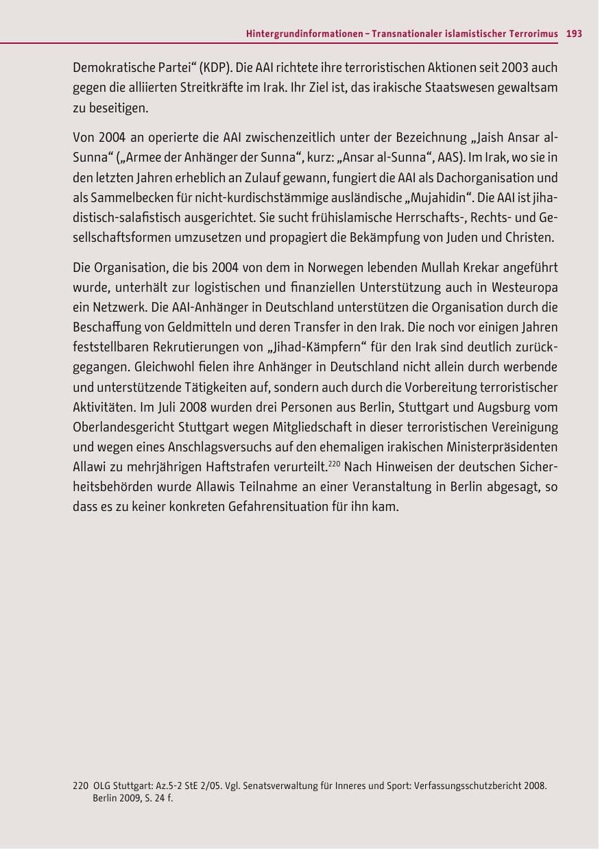 Seite 191 des Verfassungsschutzbericht 2012 Berlin