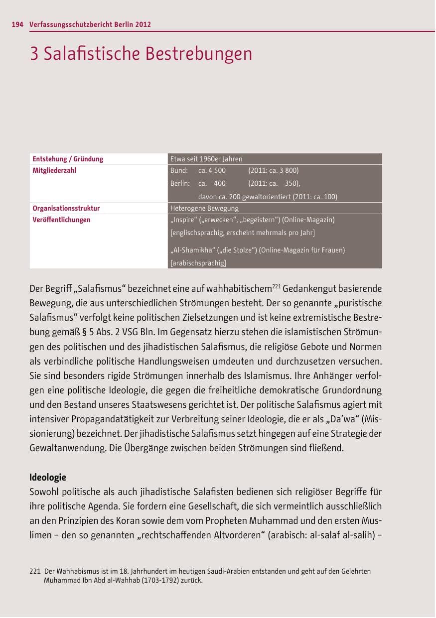 Seite 192 des Verfassungsschutzbericht 2012 Berlin