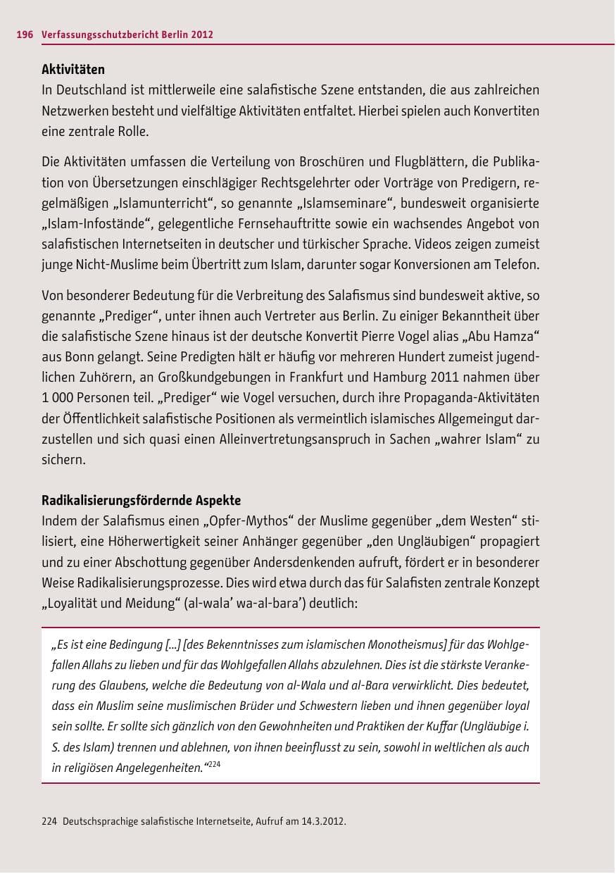 Seite 194 des Verfassungsschutzbericht 2012 Berlin