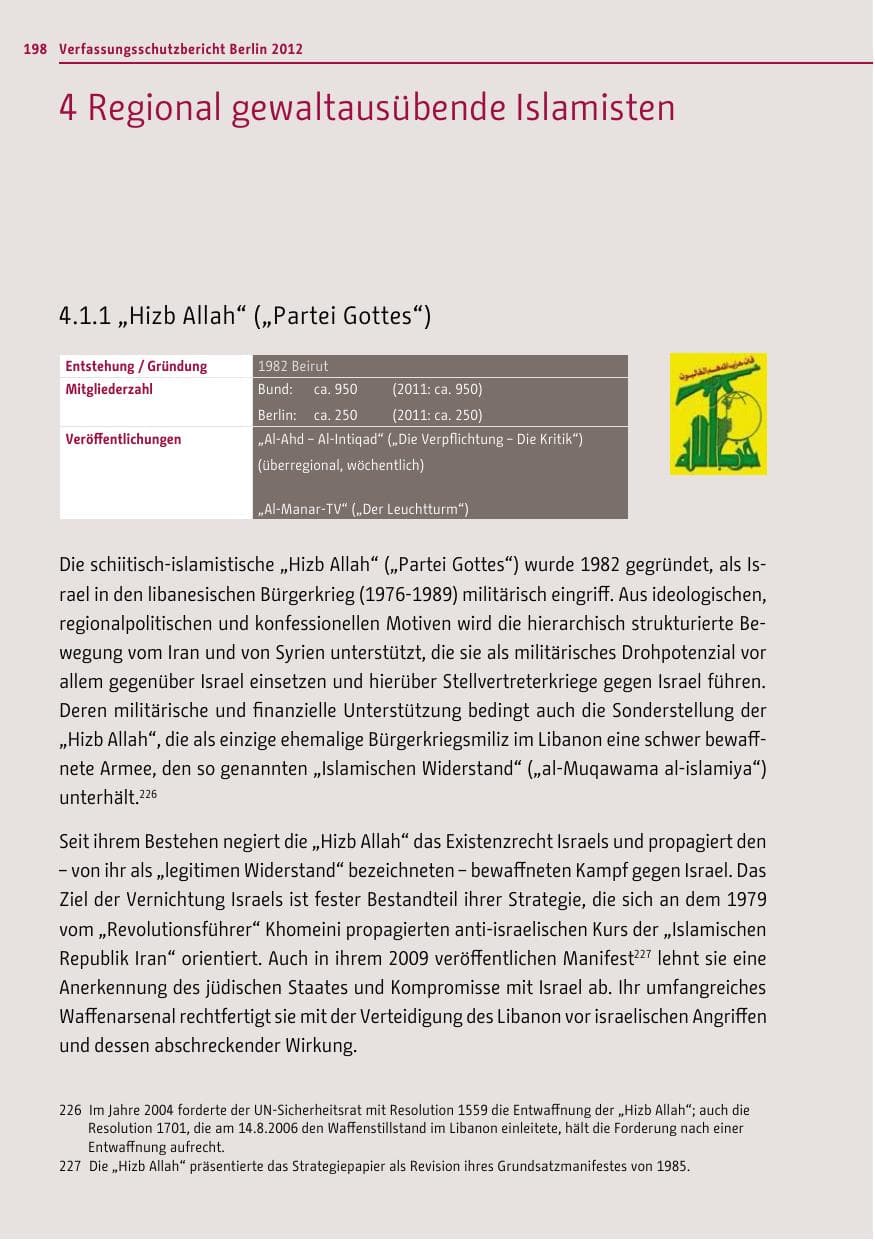 Seite 196 des Verfassungsschutzbericht 2012 Berlin