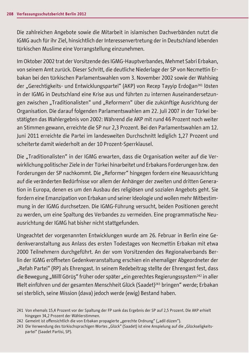 Seite 206 des Verfassungsschutzbericht 2012 Berlin