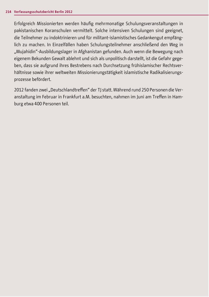 Seite 212 des Verfassungsschutzbericht 2012 Berlin