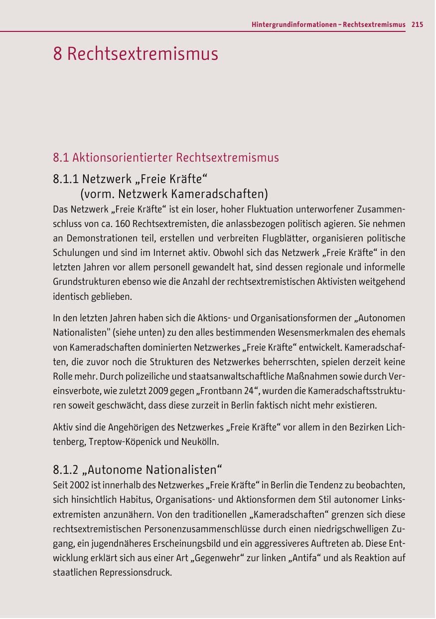 Seite 213 des Verfassungsschutzbericht 2012 Berlin