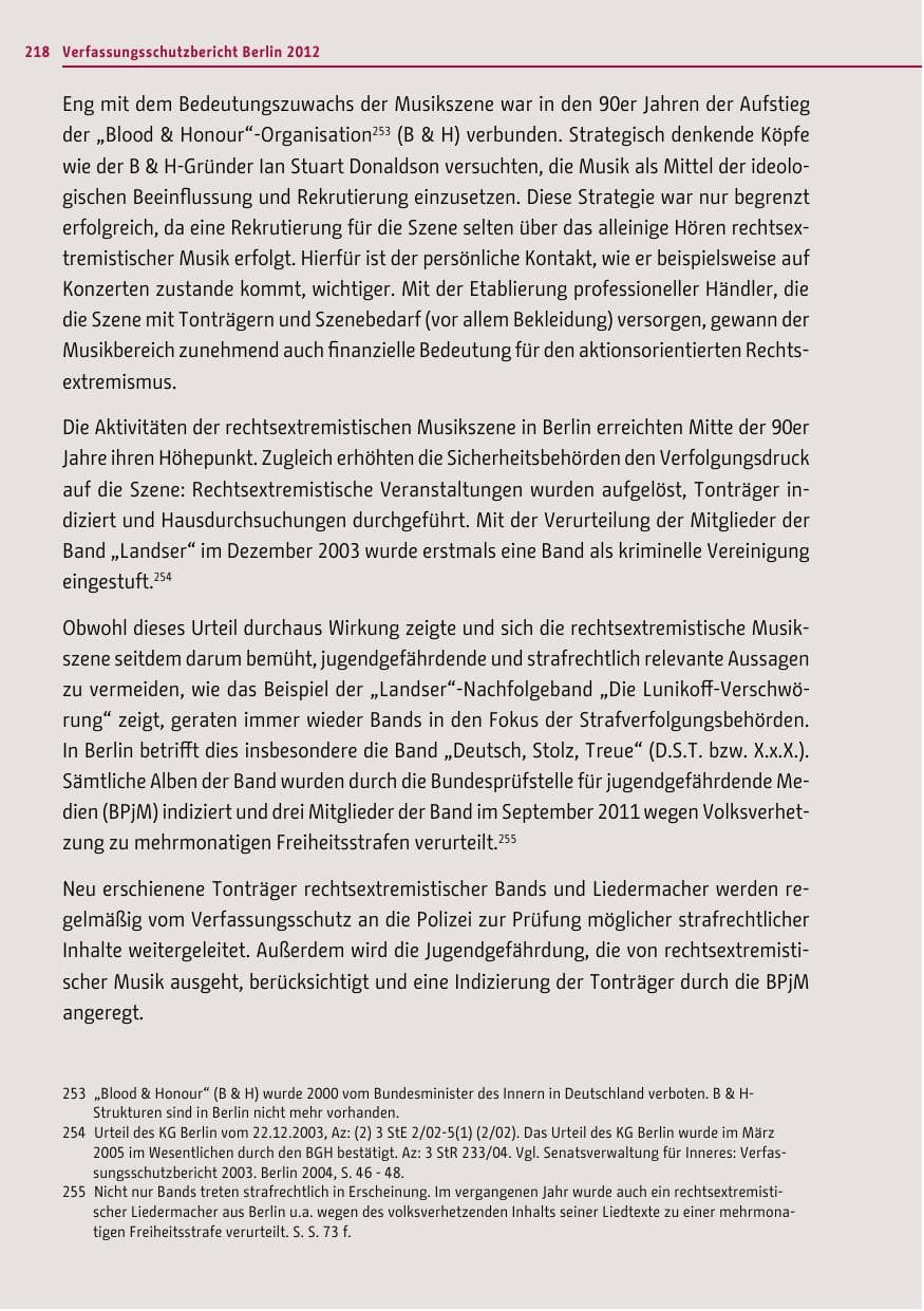 Seite 216 des Verfassungsschutzbericht 2012 Berlin