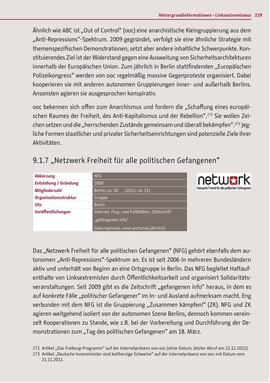 Seite 227 des Verfassungsschutzbericht 2012 Berlin