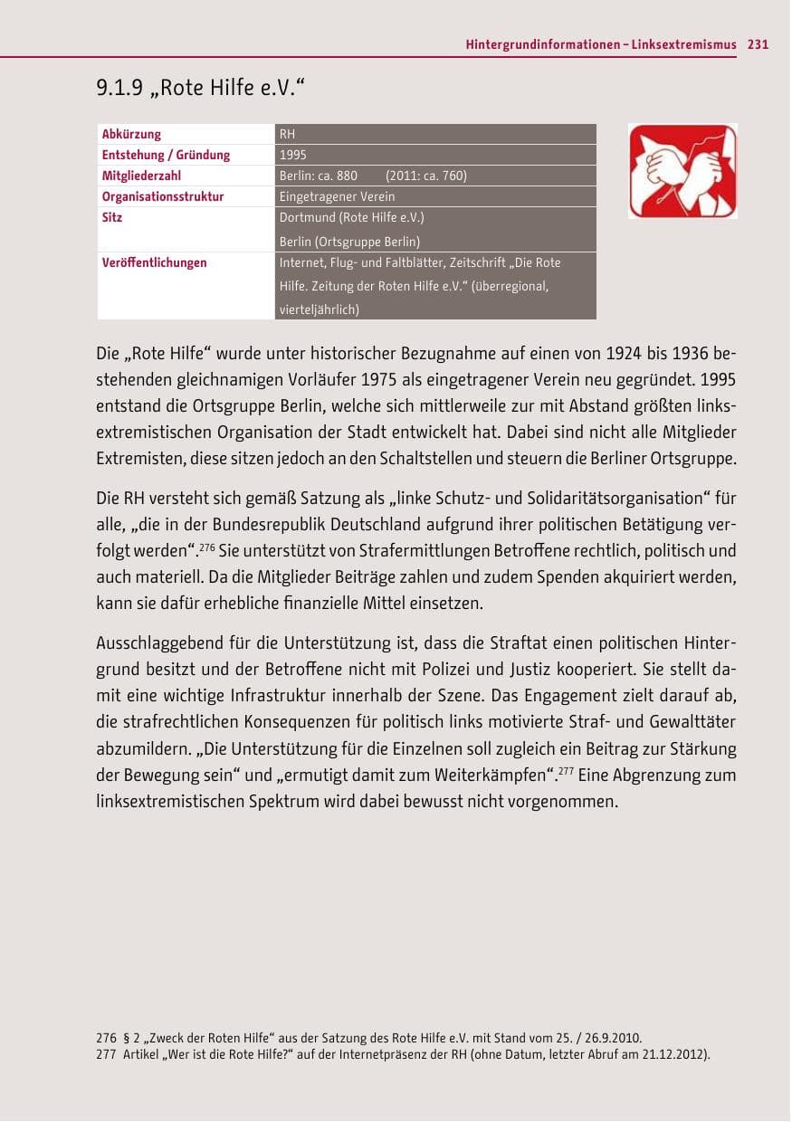Seite 229 des Verfassungsschutzbericht 2012 Berlin