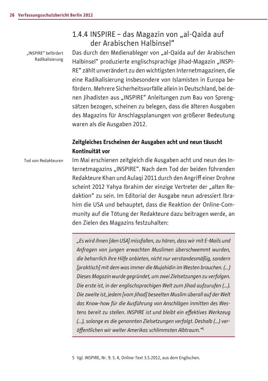 Seite 24 des Verfassungsschutzbericht 2012 Berlin