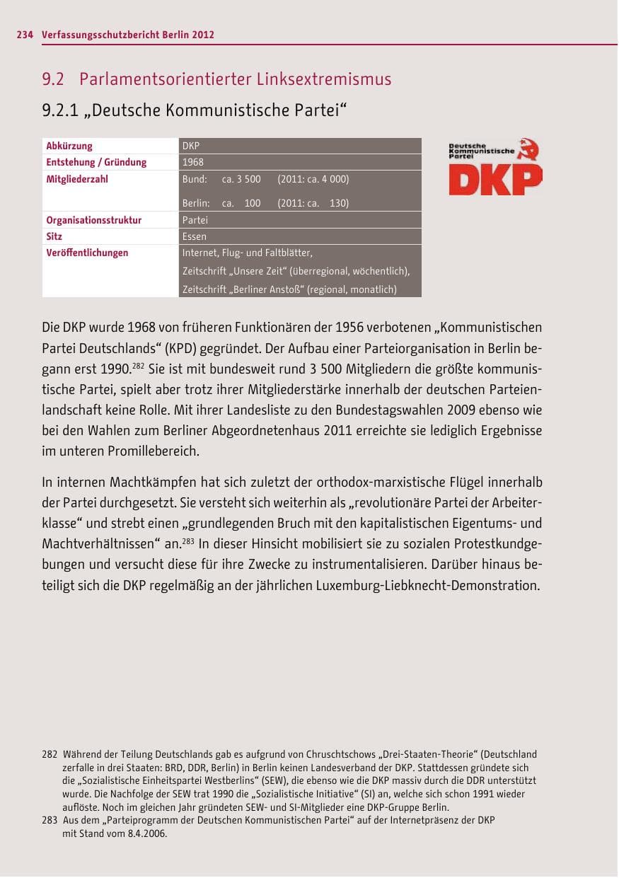 Seite 232 des Verfassungsschutzbericht 2012 Berlin