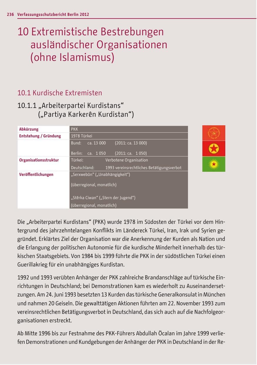 Seite 234 des Verfassungsschutzbericht 2012 Berlin