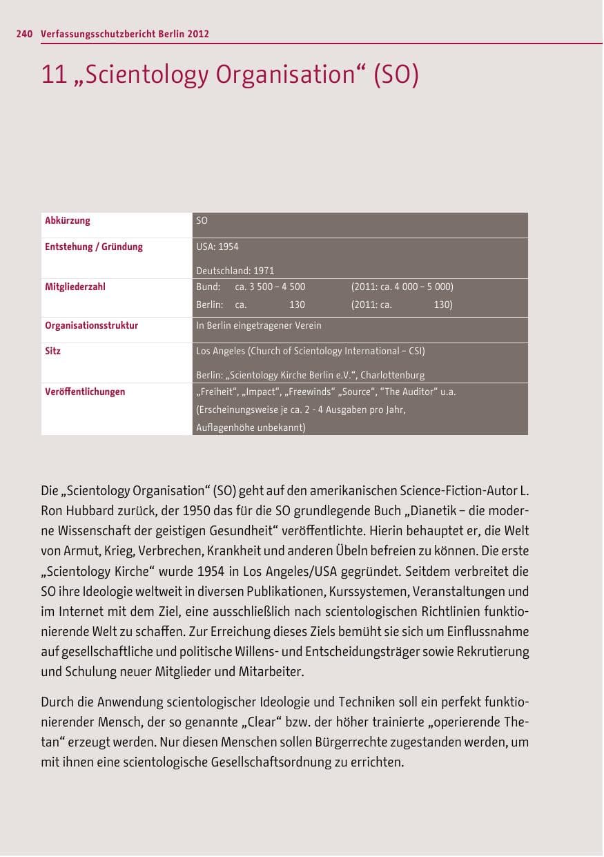 Seite 238 des Verfassungsschutzbericht 2012 Berlin