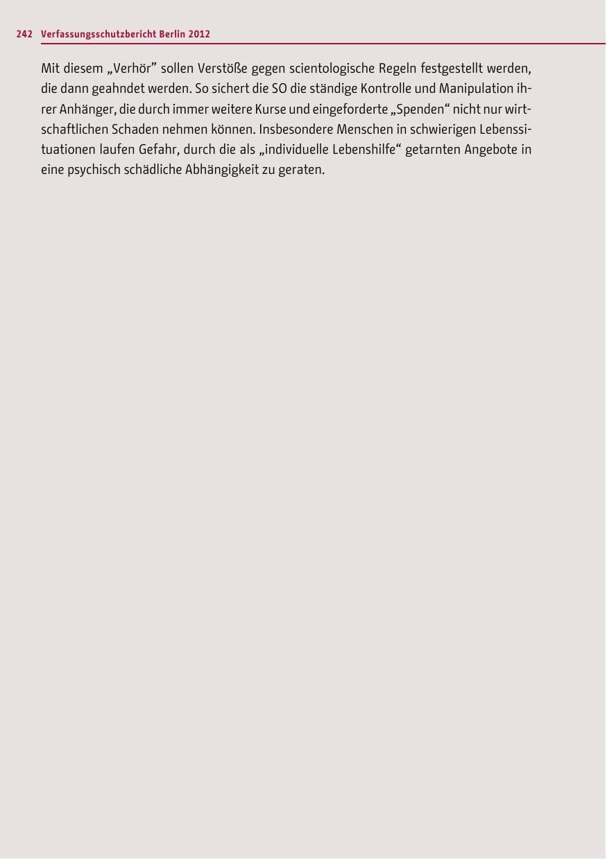 Seite 240 des Verfassungsschutzbericht 2012 Berlin
