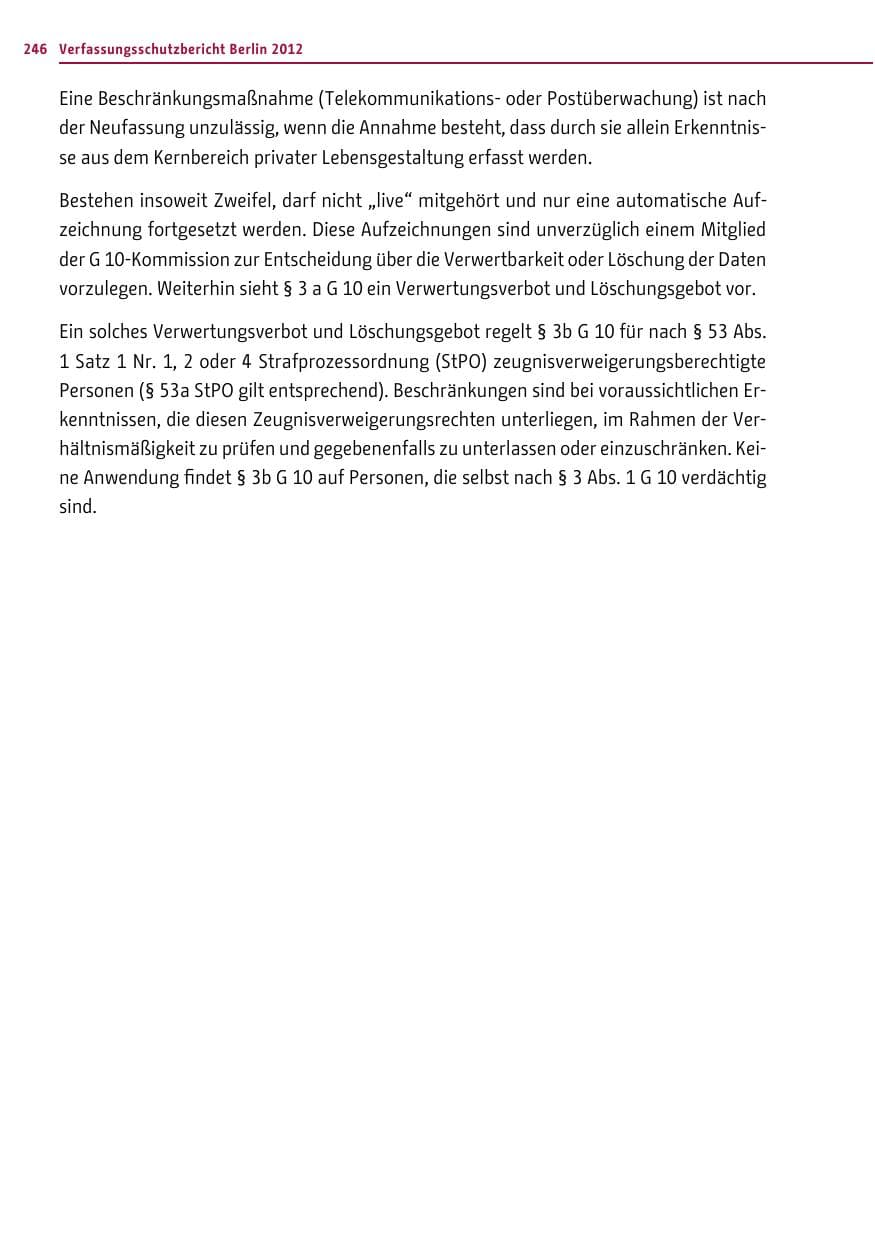 Seite 244 des Verfassungsschutzbericht 2012 Berlin