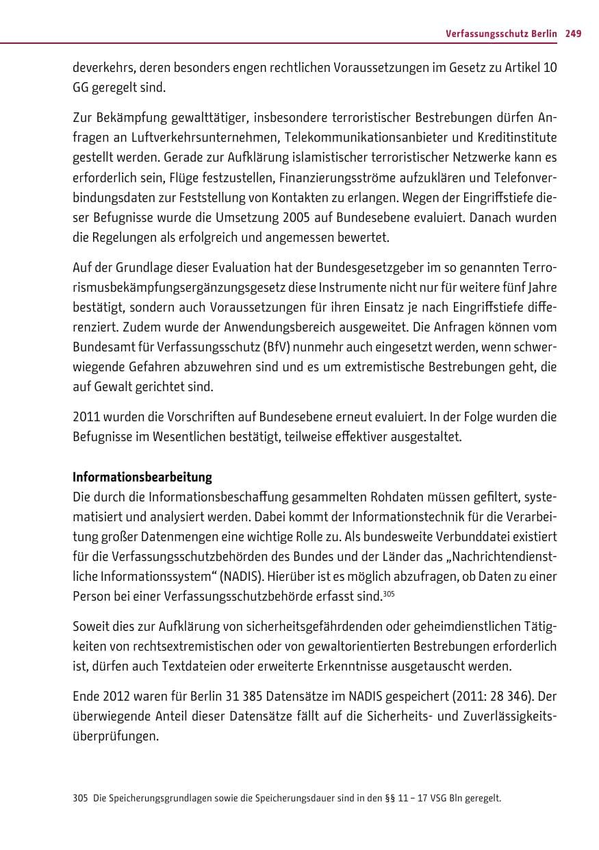 Seite 247 des Verfassungsschutzbericht 2012 Berlin