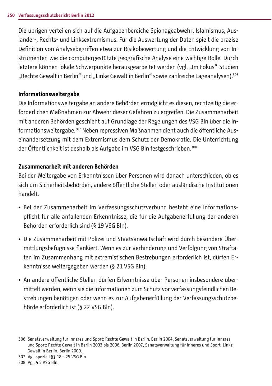 Seite 248 des Verfassungsschutzbericht 2012 Berlin