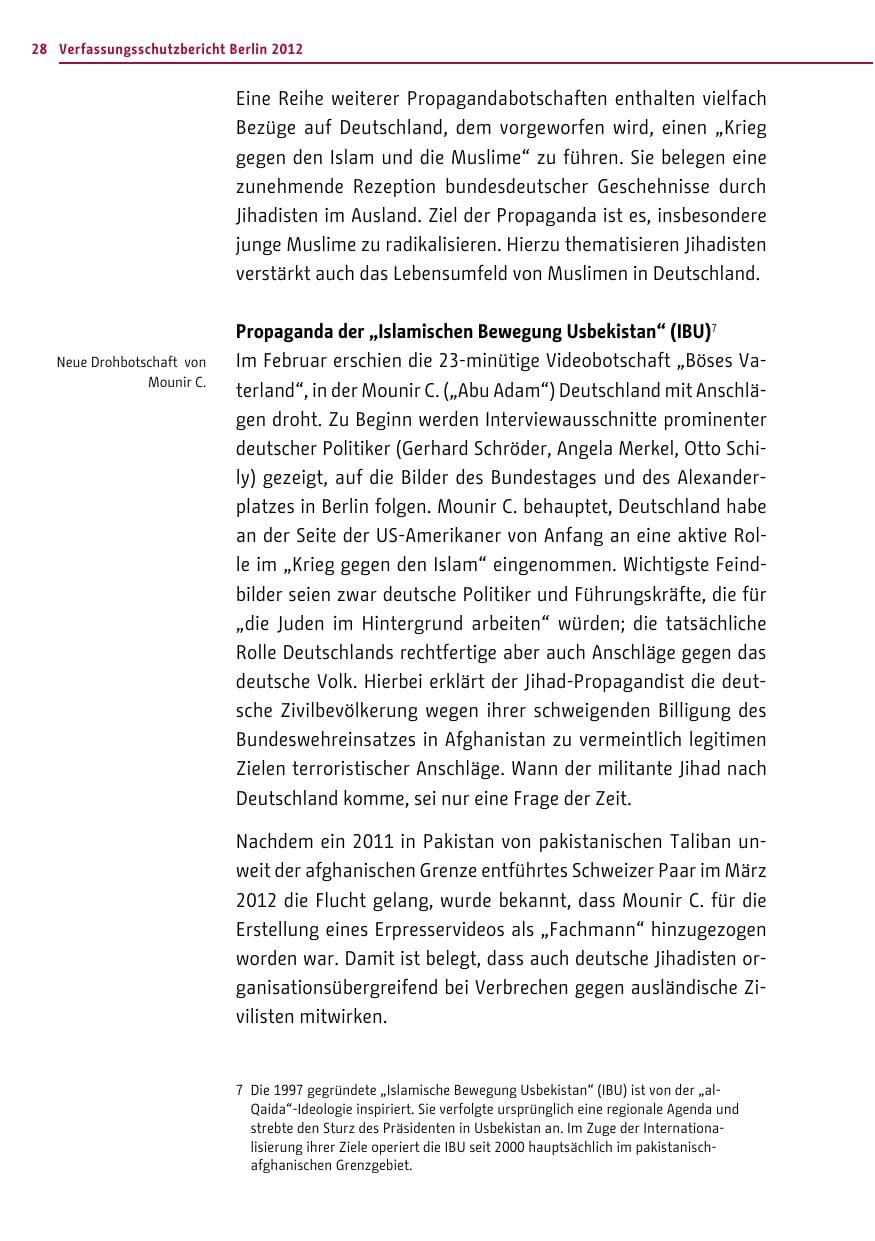 Seite 26 des Verfassungsschutzbericht 2012 Berlin