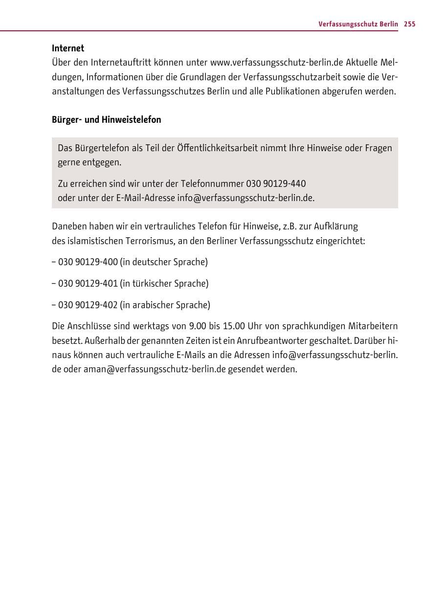 Seite 253 des Verfassungsschutzbericht 2012 Berlin