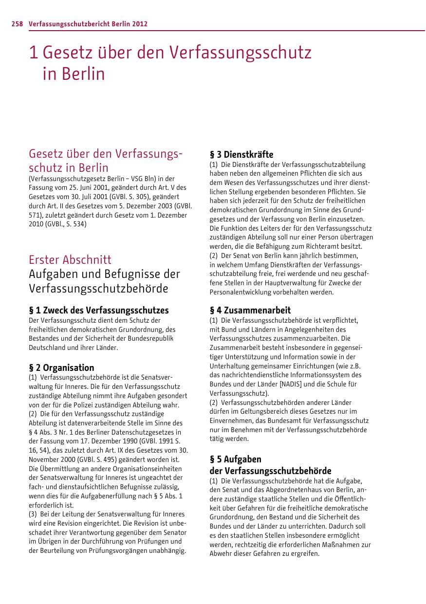Seite 256 des Verfassungsschutzbericht 2012 Berlin