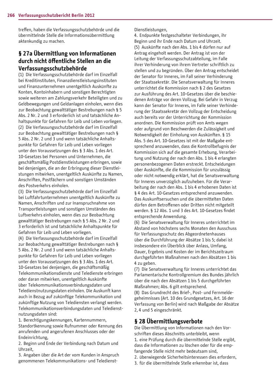 Seite 264 des Verfassungsschutzbericht 2012 Berlin