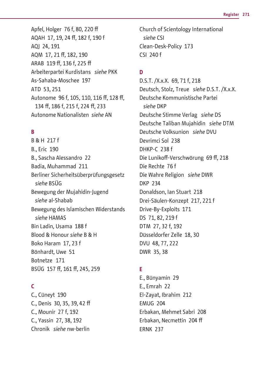 Seite 269 des Verfassungsschutzbericht 2012 Berlin