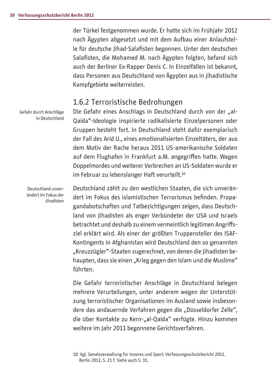 Seite 28 des Verfassungsschutzbericht 2012 Berlin