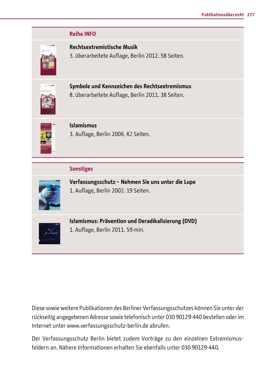 Seite 275 des Verfassungsschutzbericht 2012 Berlin