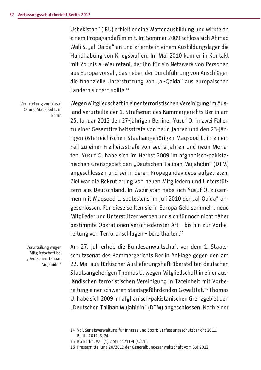 Seite 30 des Verfassungsschutzbericht 2012 Berlin