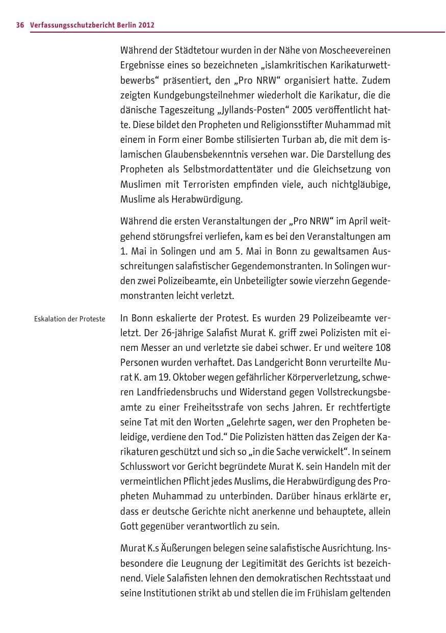 Seite 34 des Verfassungsschutzbericht 2012 Berlin