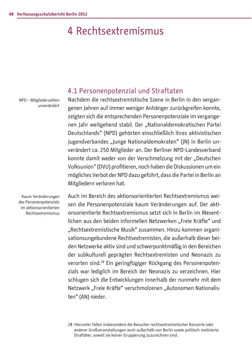 Seite 46 des Verfassungsschutzbericht 2012 Berlin