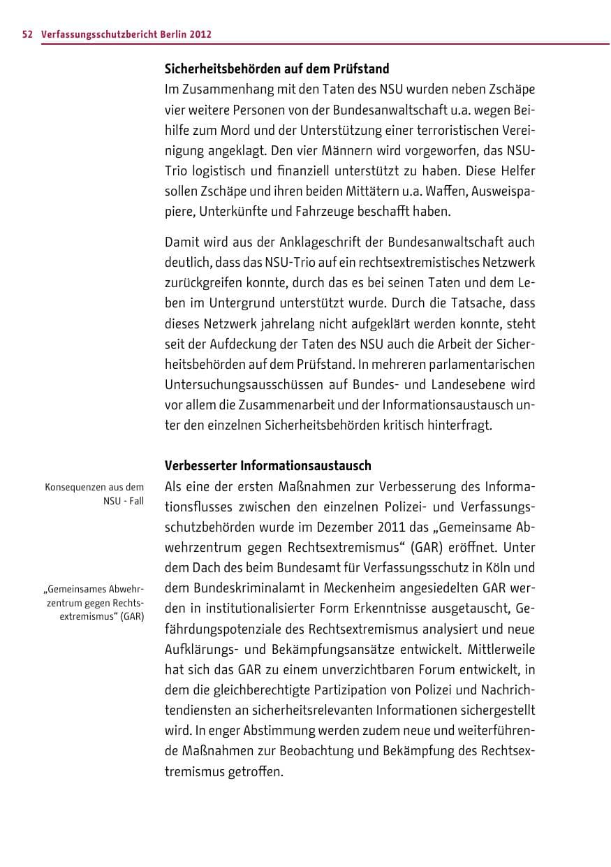 Seite 50 des Verfassungsschutzbericht 2012 Berlin