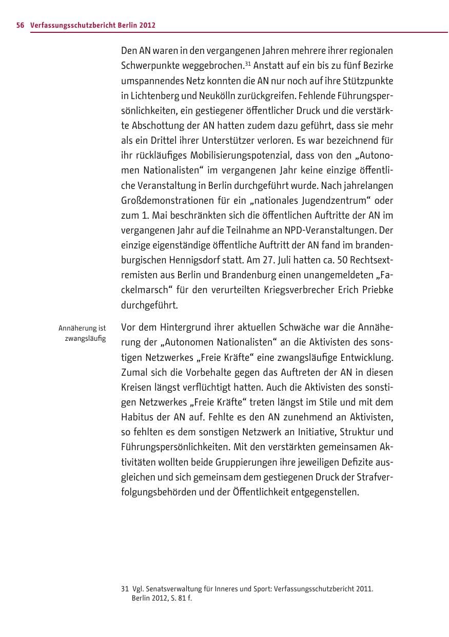 Seite 54 des Verfassungsschutzbericht 2012 Berlin