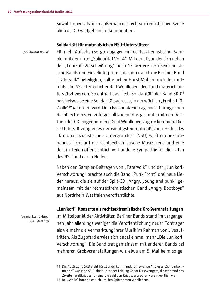 Seite 68 des Verfassungsschutzbericht 2012 Berlin