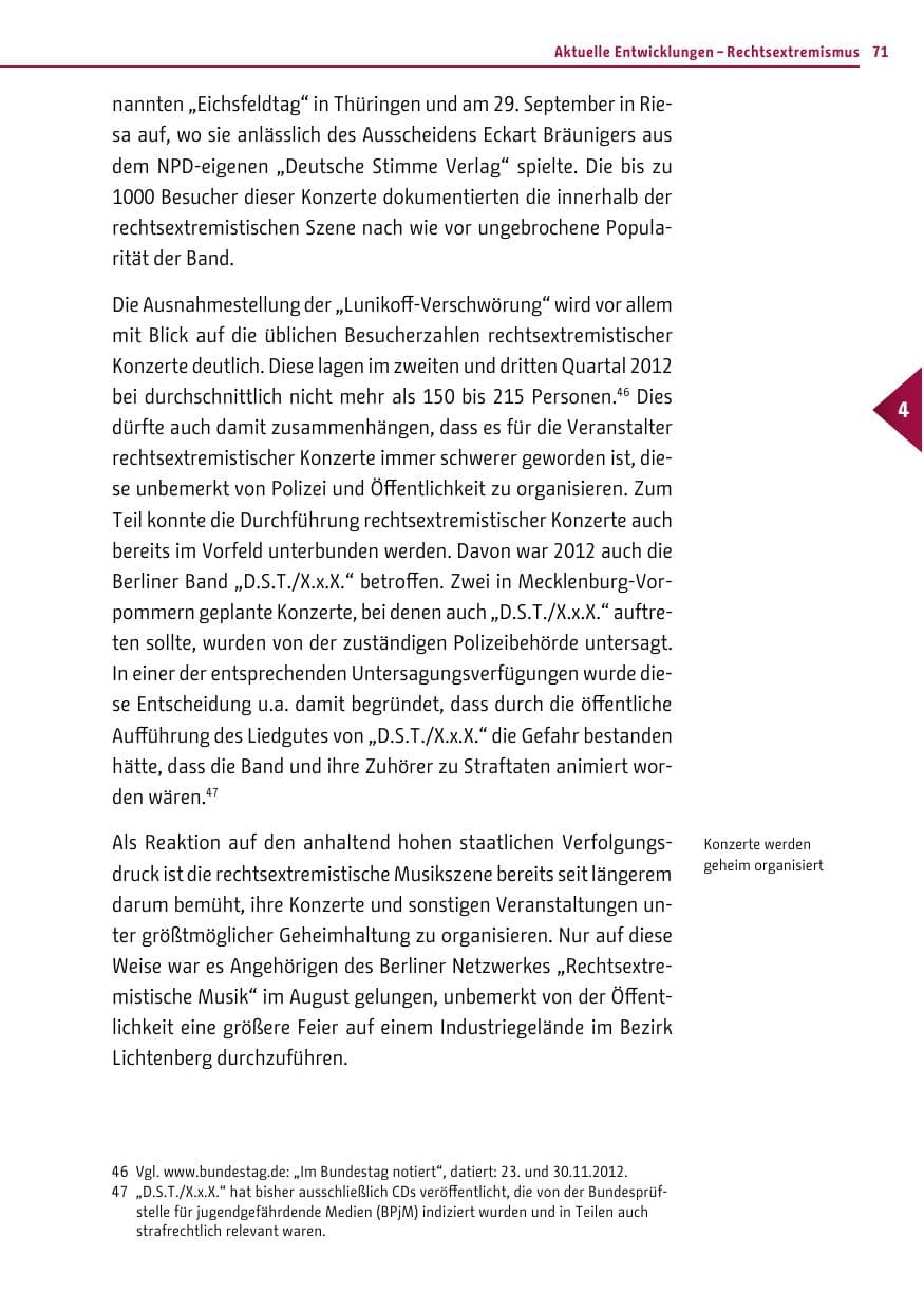 Seite 69 des Verfassungsschutzbericht 2012 Berlin