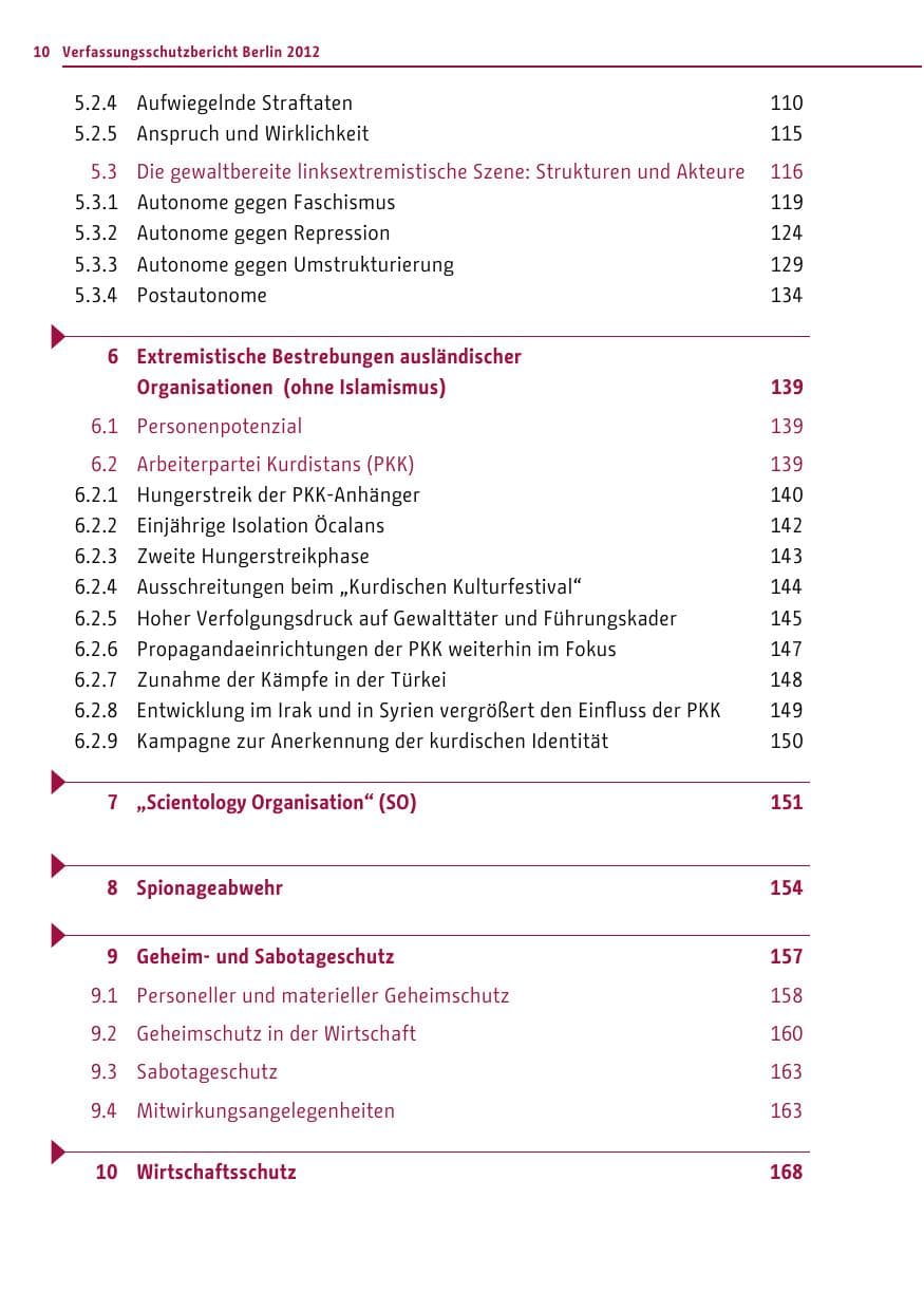 Seite 8 des Verfassungsschutzbericht 2012 Berlin