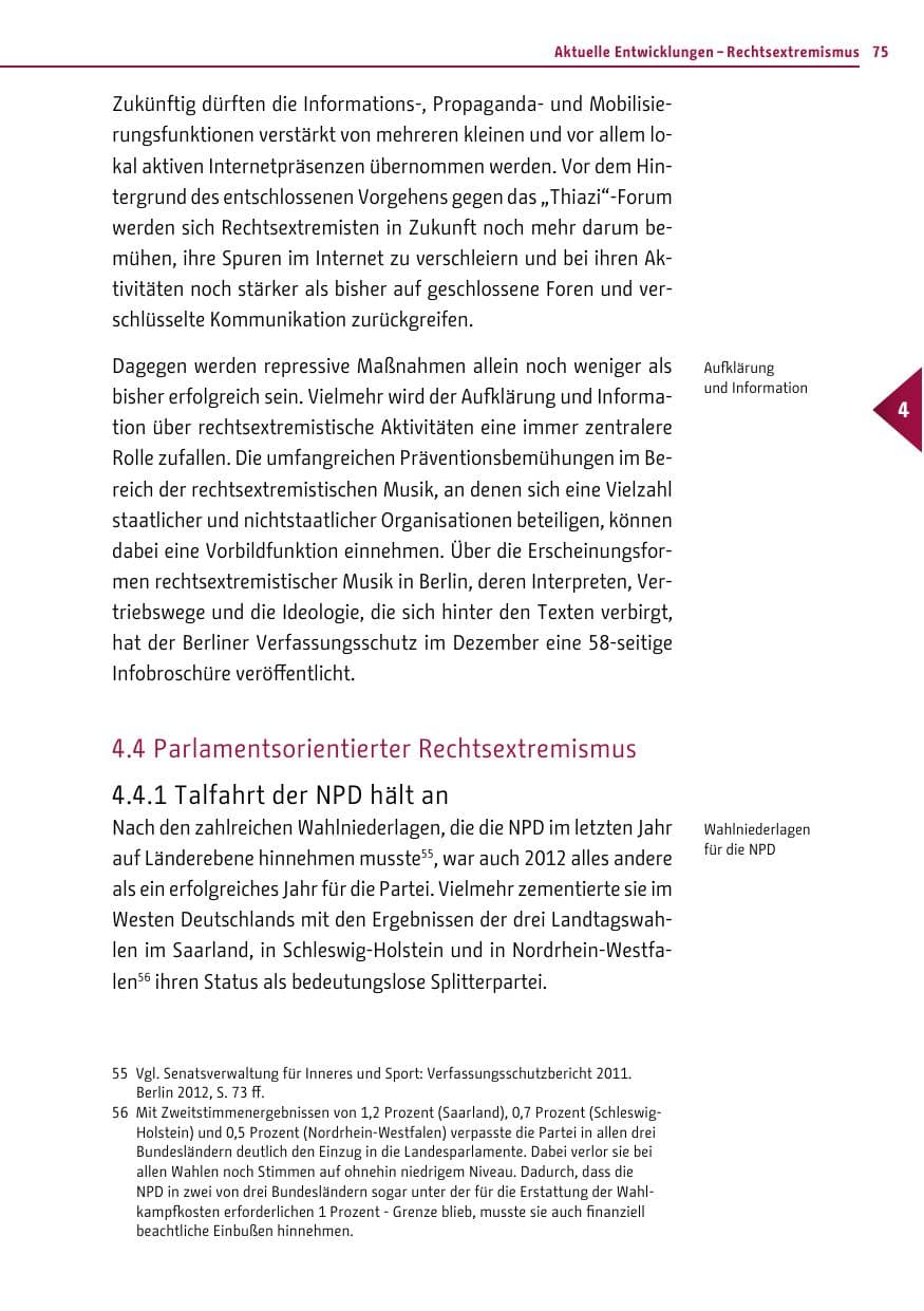 Seite 73 des Verfassungsschutzbericht 2012 Berlin