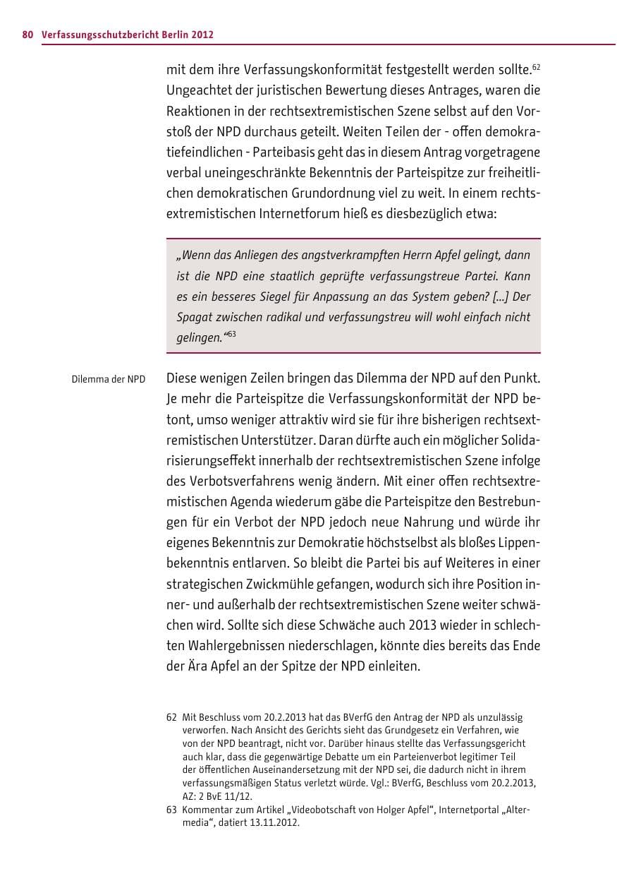 Seite 78 des Verfassungsschutzbericht 2012 Berlin