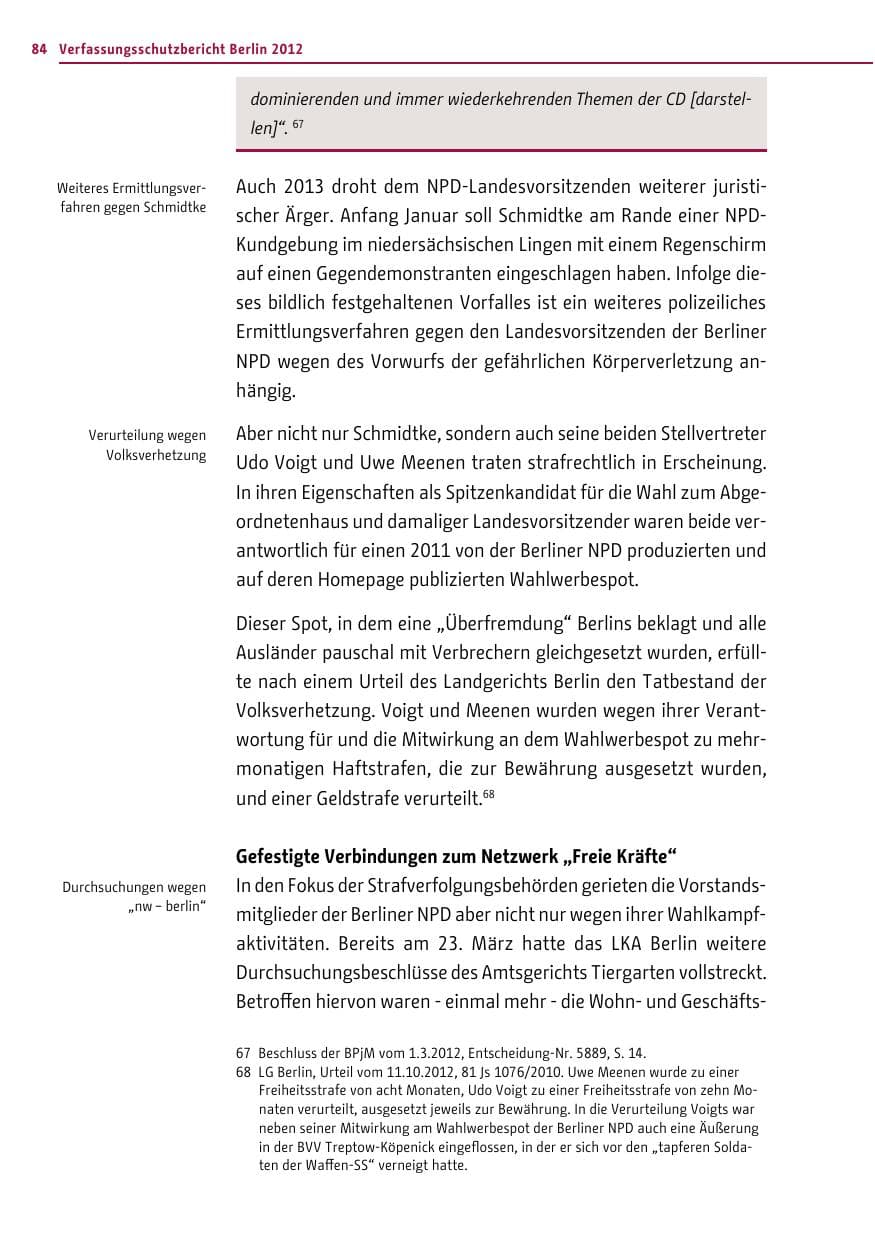 Seite 82 des Verfassungsschutzbericht 2012 Berlin