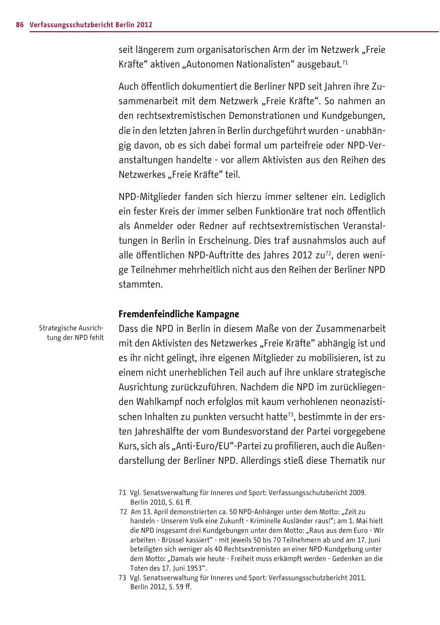 Seite 84 des Verfassungsschutzbericht 2012 Berlin
