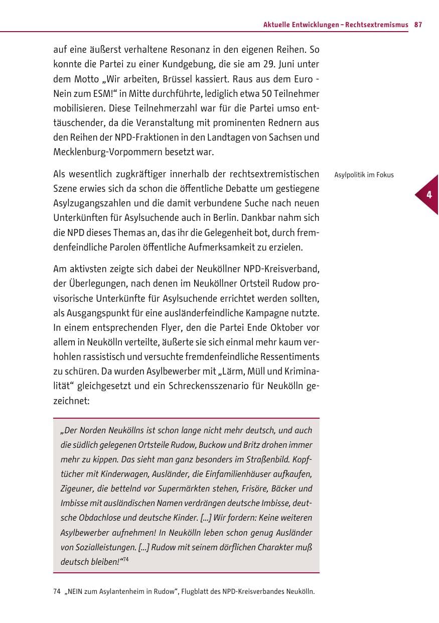 Seite 85 des Verfassungsschutzbericht 2012 Berlin