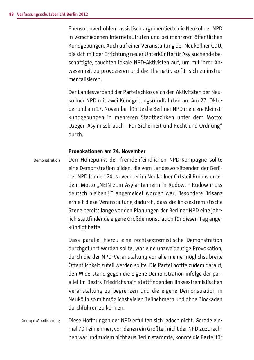 Seite 86 des Verfassungsschutzbericht 2012 Berlin
