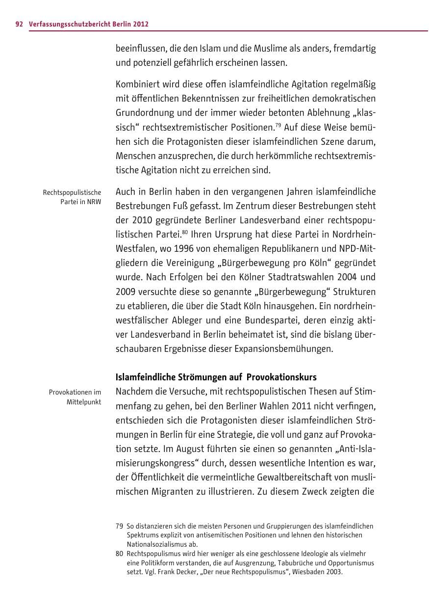 Seite 90 des Verfassungsschutzbericht 2012 Berlin