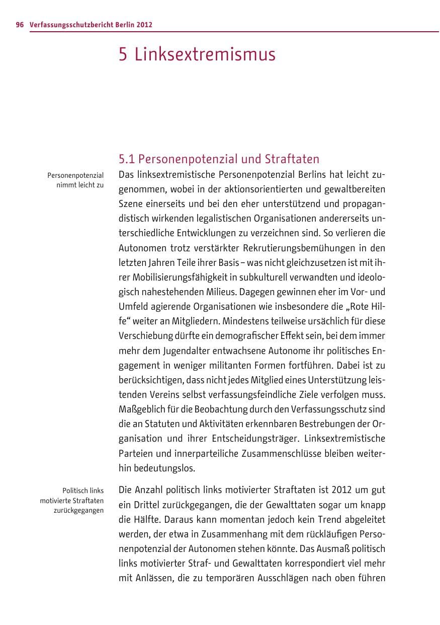 Seite 94 des Verfassungsschutzbericht 2012 Berlin