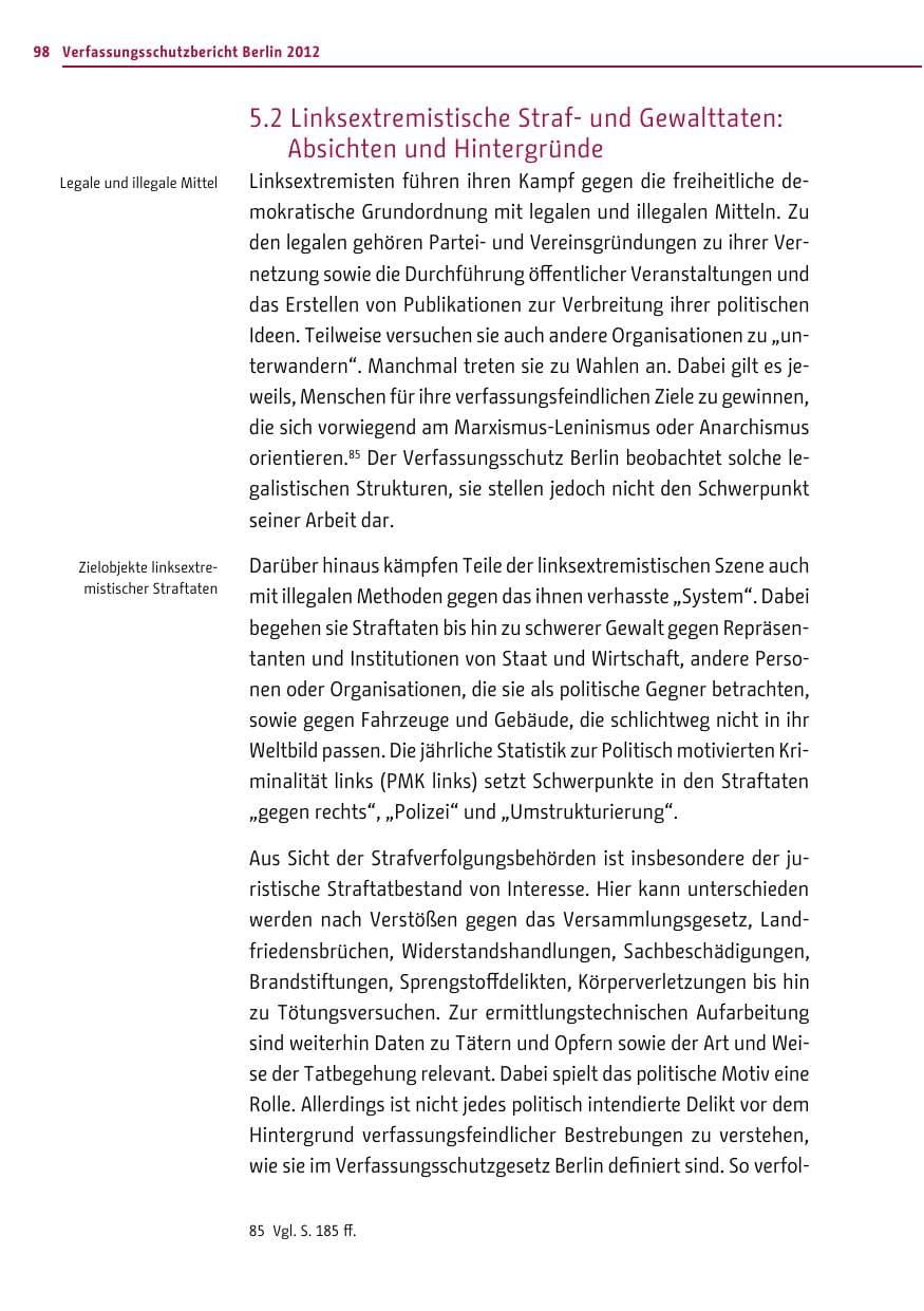Seite 96 des Verfassungsschutzbericht 2012 Berlin