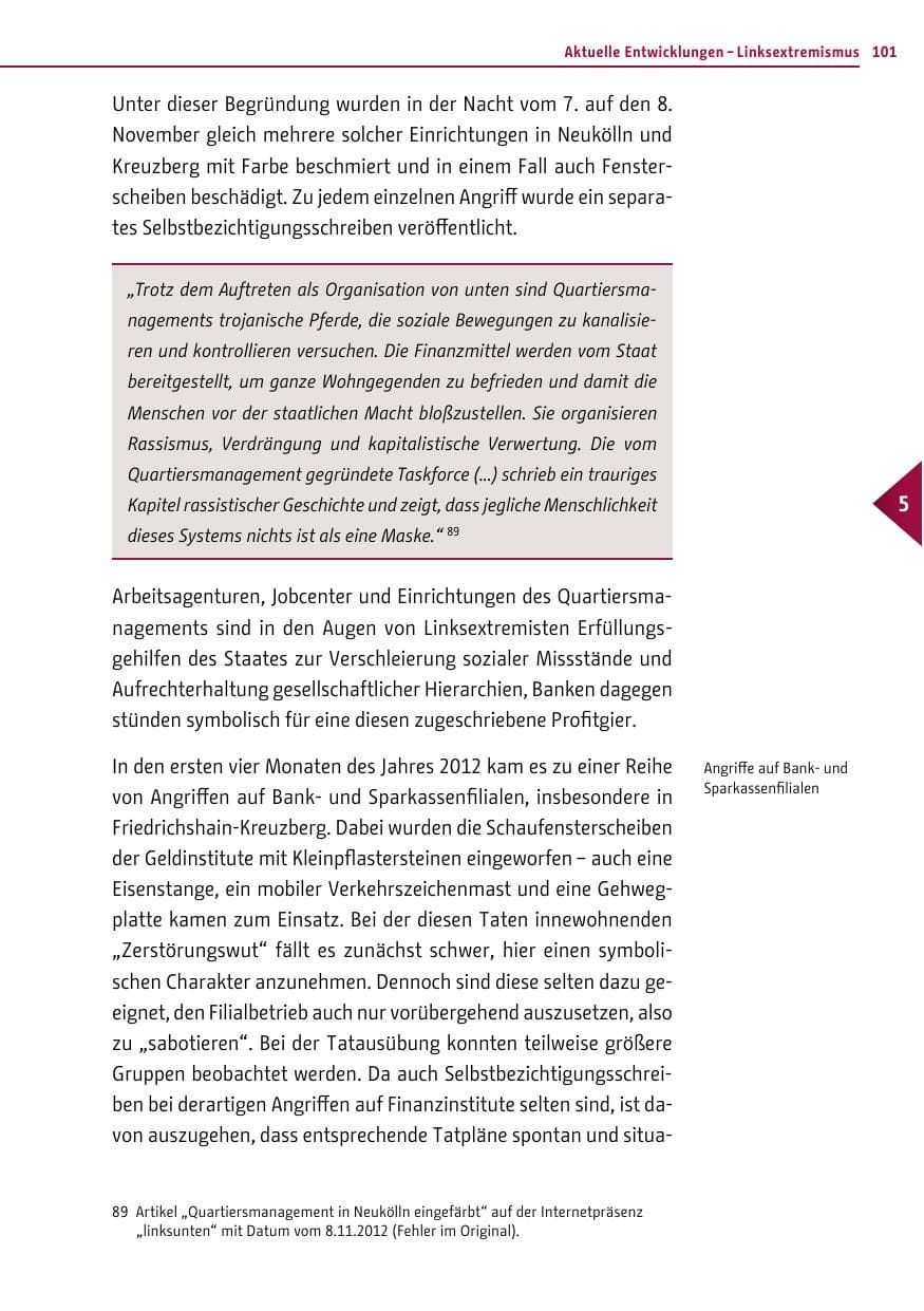 Seite 99 des Verfassungsschutzbericht 2012 Berlin
