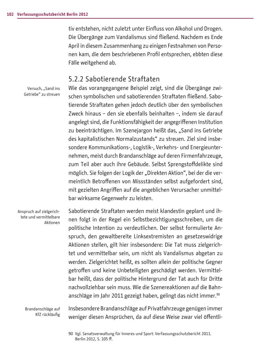 Seite 100 des Verfassungsschutzbericht 2012 Berlin
