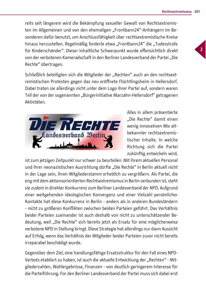 Seite 107 des Verfassungsschutzbericht 2013 Berlin