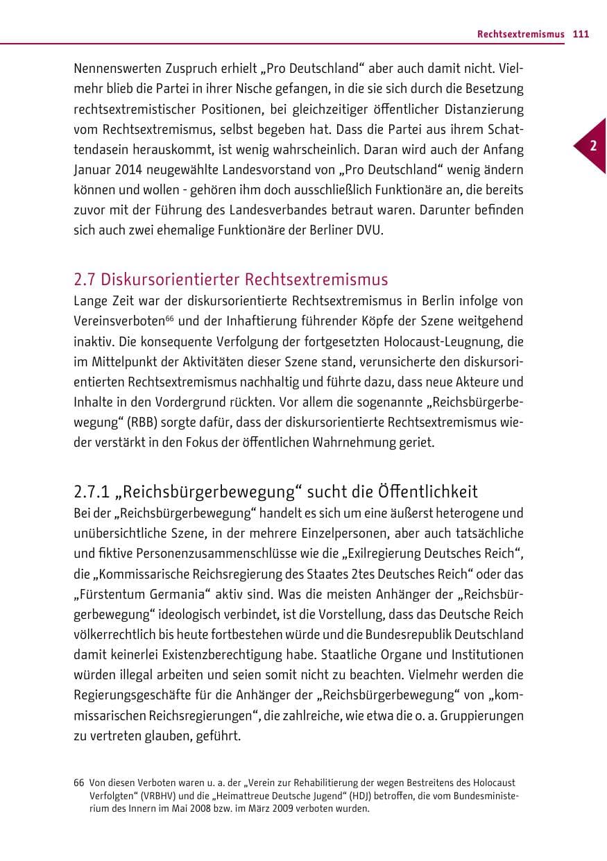 Seite 111 des Verfassungsschutzbericht 2013 Berlin