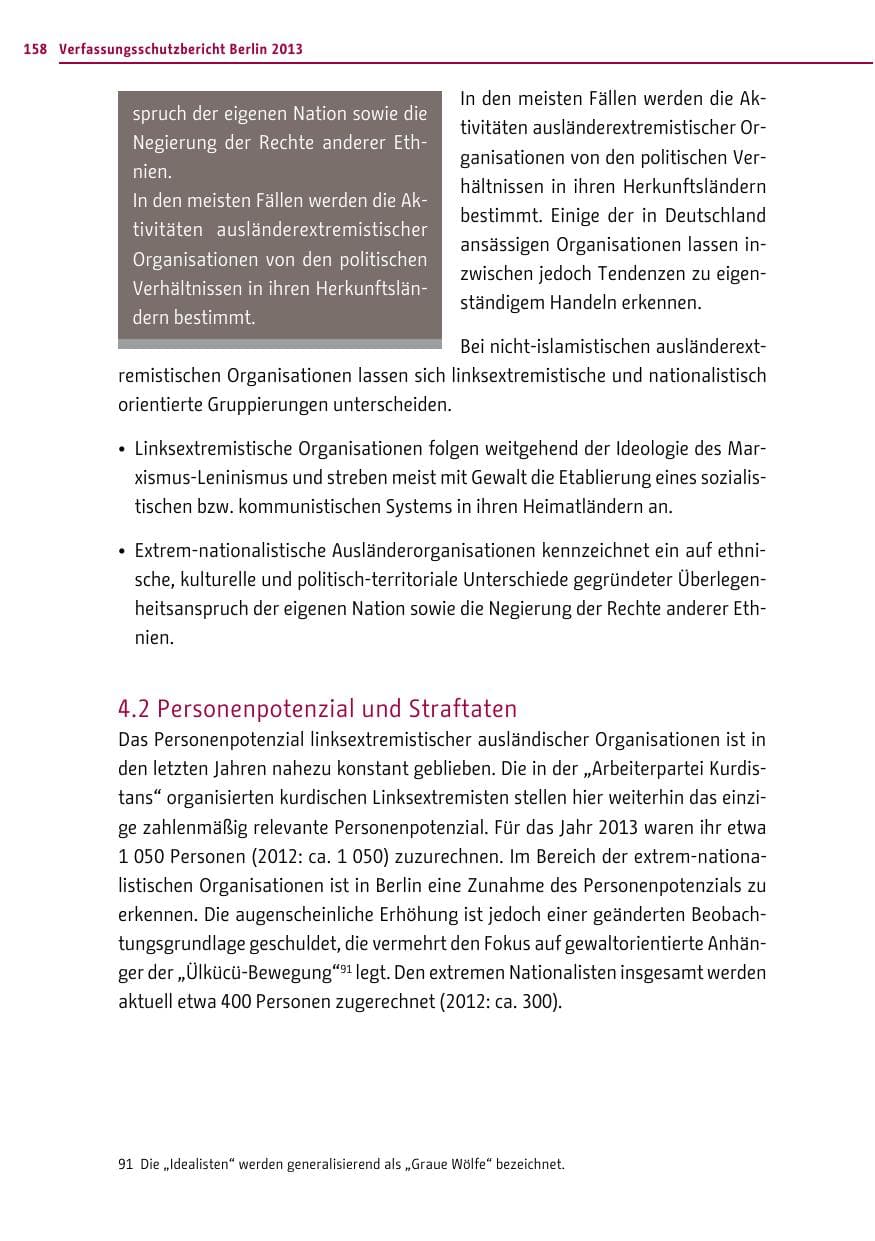 Seite 158 des Verfassungsschutzbericht 2013 Berlin