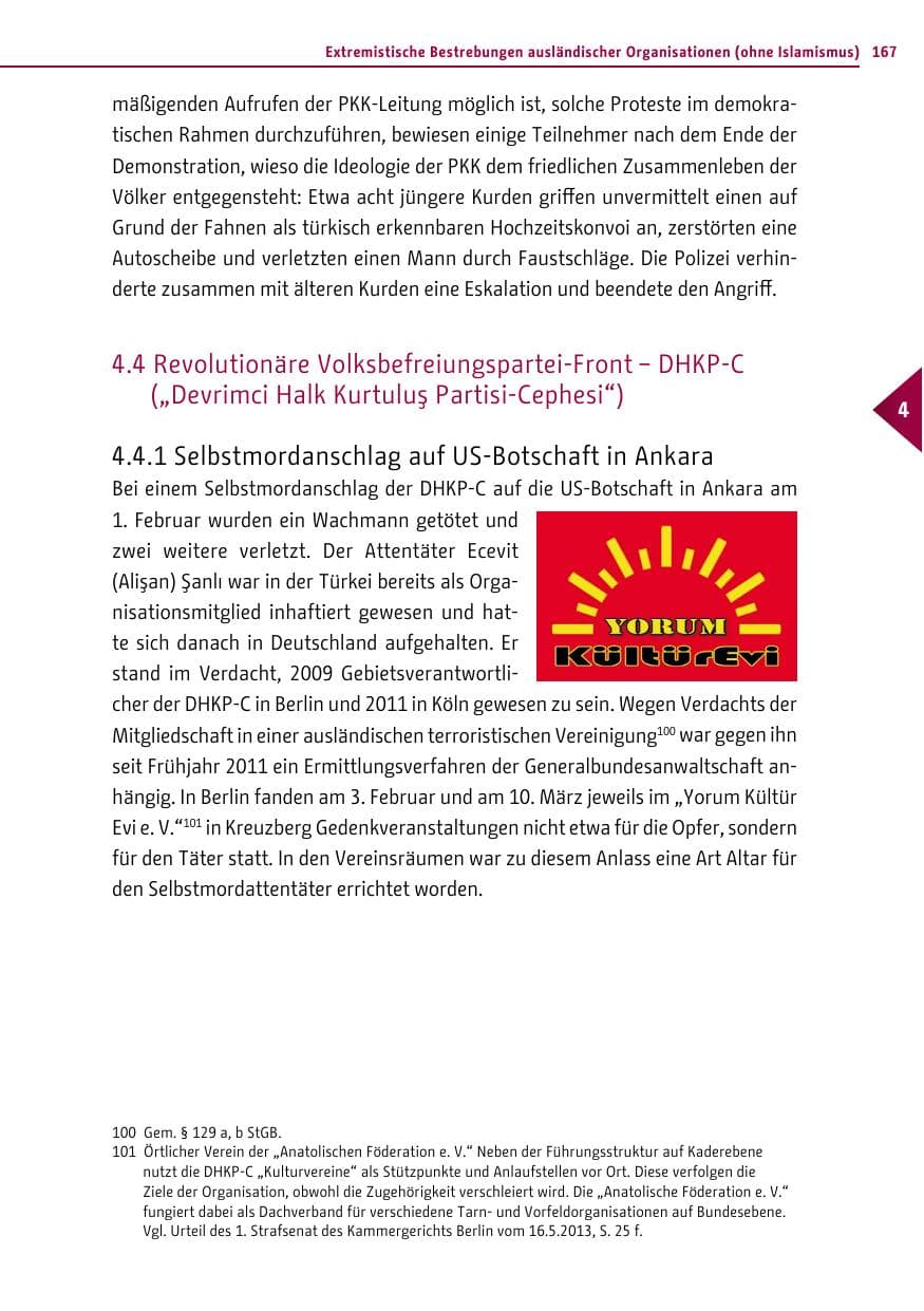 Seite 167 des Verfassungsschutzbericht 2013 Berlin