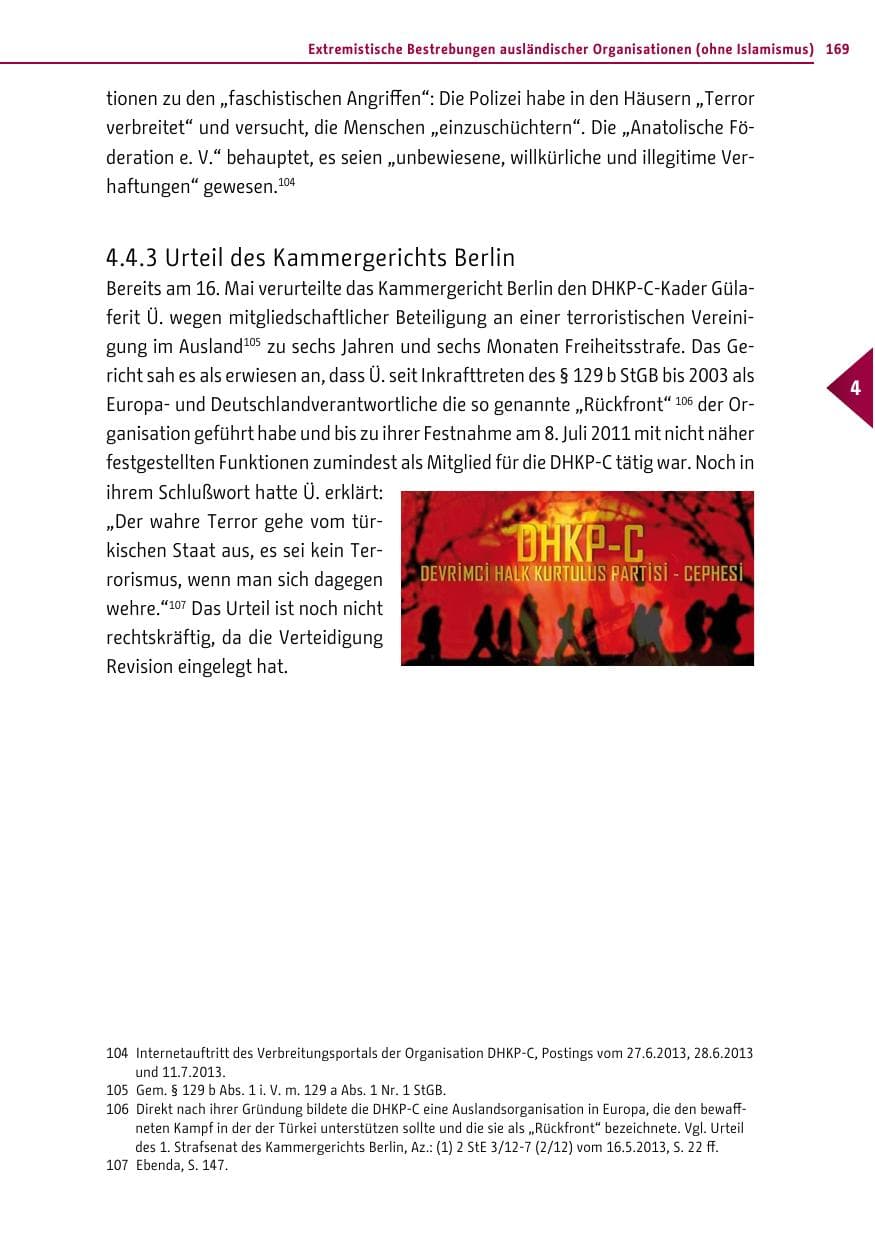Seite 169 des Verfassungsschutzbericht 2013 Berlin