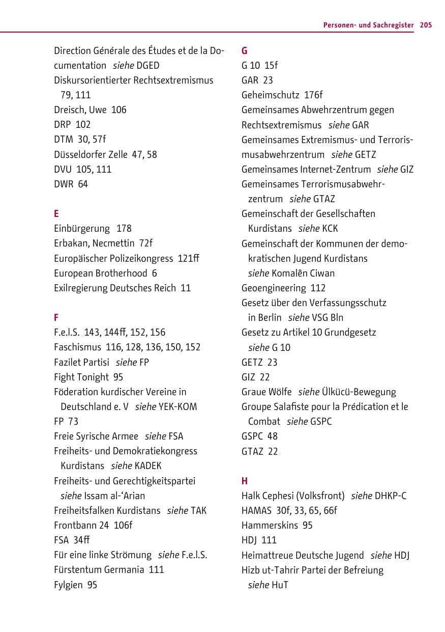 Seite 205 des Verfassungsschutzbericht 2013 Berlin